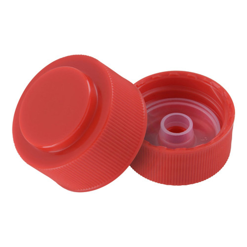 28mm 410 Red Plastic Snap & Screw Cap with Pourer Plug
