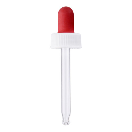 20mm Red & White Plastic Dropper Cap 67mm Glass Pipette
