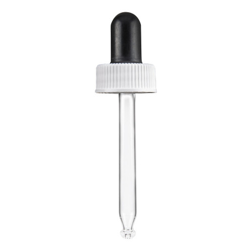 20mm Black & White Plastic Dropper Cap 67mm Glass Pipette