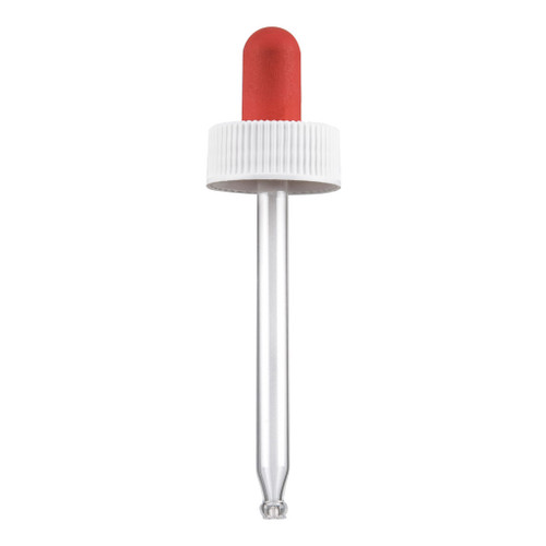 24mm Red & White Plastic Dropper Cap 80mm Glass Pipette