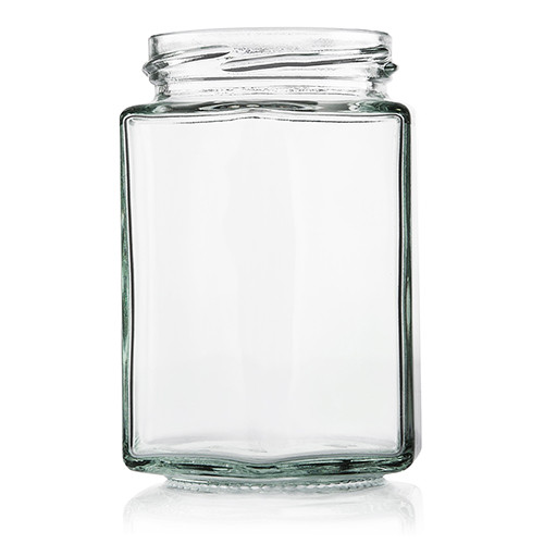 300ml Flint Glass Hex Food Jar 63mm Twist Finish - Pallet
