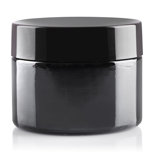 50ml Black Glass Cream Jar 52mm Screw Finish