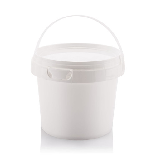 1.2ltr White Plastic Pail T/E Finish