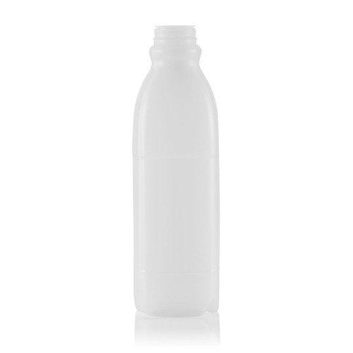 1ltr Natural Plastic Tall Square Milk Bottle 38mm Snaploc T/E Finish