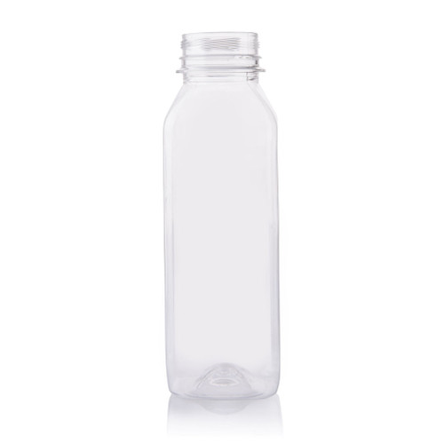 350ml Clear Plastic Square Beverage Bottle 38mm Petloc T/E Finish