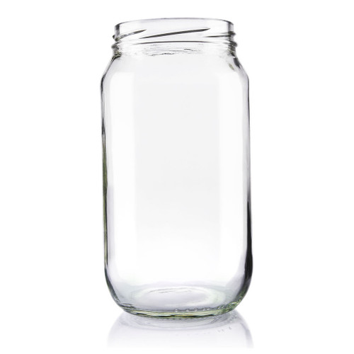 1Ltr Flint Glass Round Food Jar 82mm Twist Finish - Pack