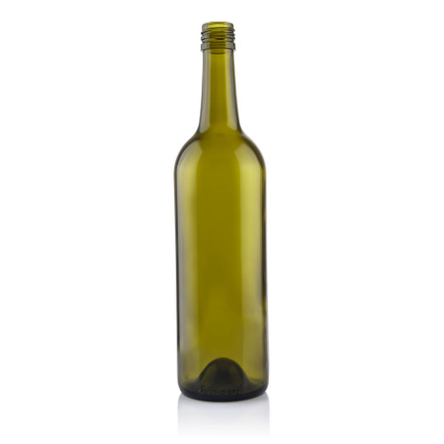750ml Antique Green Glass Punted Claret Bottle BVS Finish - Pack