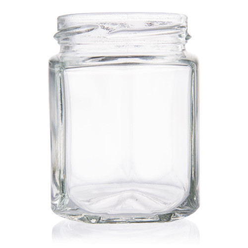 190ml Flint Glass Oval Hex 58mm Twist Jar - Carton