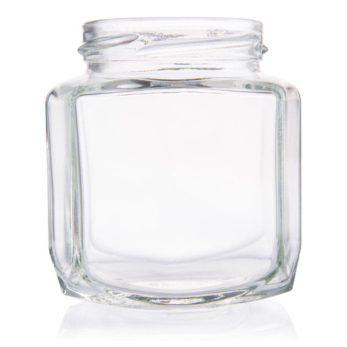 190ml Flint Glass Oval Hex 58mm Twist Jar - Carton