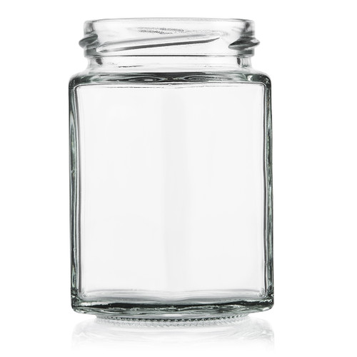 190ml Flint Glass Hex Food Jar 58mm Twist Finish - Pack