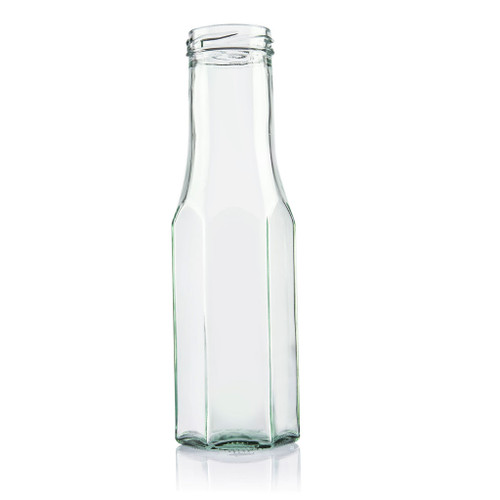 250ml Flint Glass Hex Sauce Bottle 43mm Twist - Carton