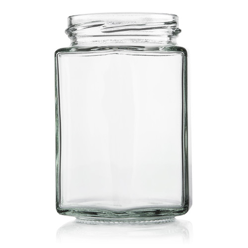 300ml Flint Glass Hex Food Jar 63mm Twist Finish - Carton