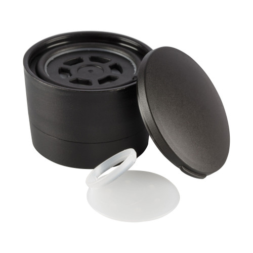 38mm Black Plastic Grinder Cap with Pull-Up T/E Membrane