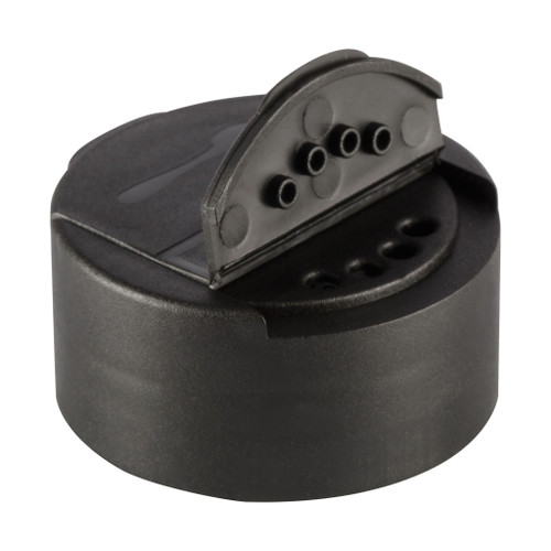 41mm Black Plastic 4-Hole Shaker & Spoon Dual Flip Top Cap with Liner