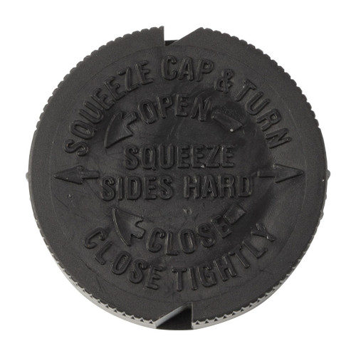 28mm Black Plastic Squeeze & Turn Lock Cap