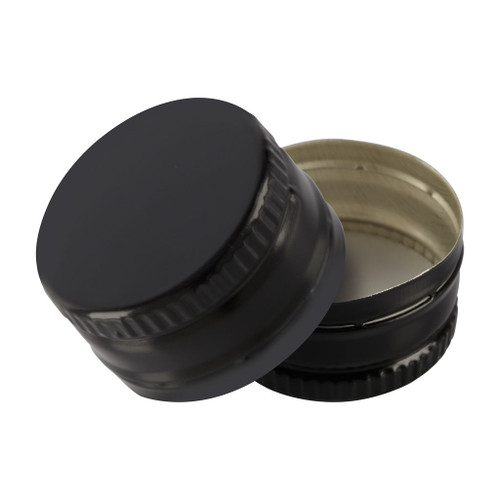 31.5 x 18mm Black Aluminium T/E Cap with Liner