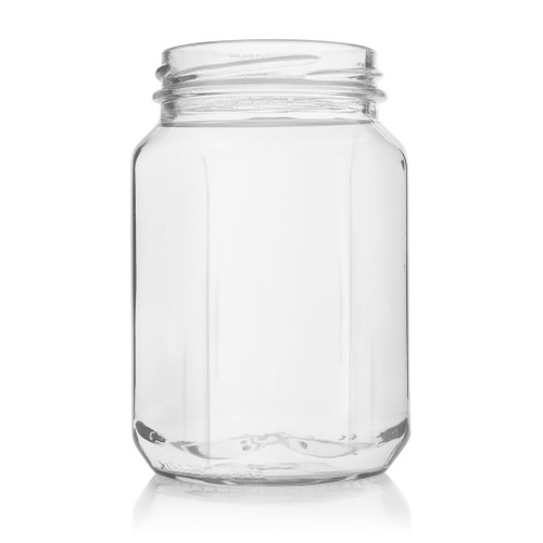 380ml Flint Glass Hex Food Jar 63mm Twist Finish - Pallet