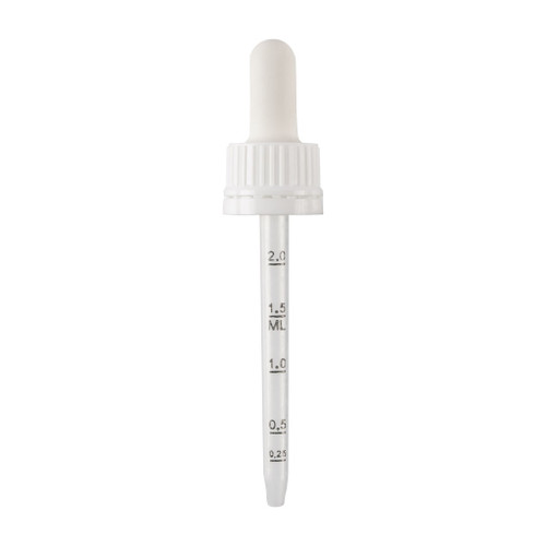 24mm White Plastic T/E Dropper Cap with 105mm  Graduated Dropper