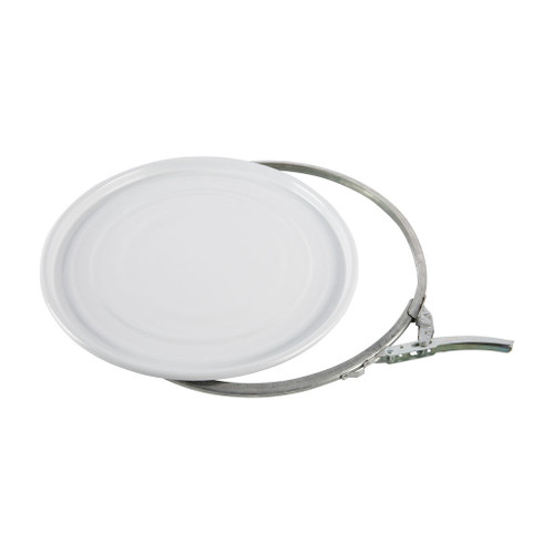 305mm White Outside, Lacquer Inside Tinplate Round DGA Lid and Locking Ring