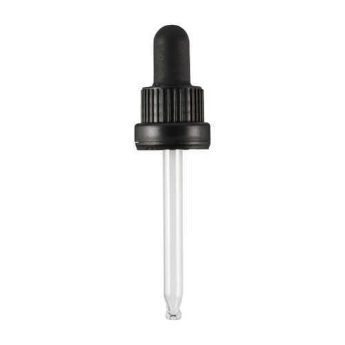 18mm Black Plastic T/E Dropper Cap 77mm Glass Pipette