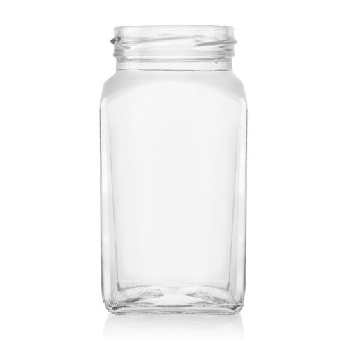 312ml Flint Glass Tall Square Jar 58mm Twist Finish - Pack