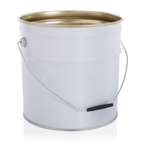 15Ltr White Outside, Lacquer Inside Tinplate Round Pail with Handle
