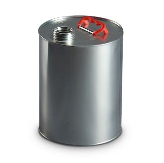 5Ltr Silver Plain Both Sides Tinplate Round 'Poison' Embossed Drum with Red Handle