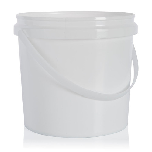 4Ltr White Plastic Round Pail T/E Finish with Handle