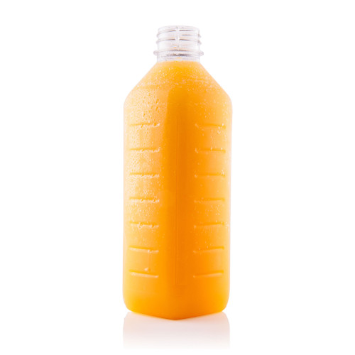 1Ltr Clear Plastic Square Ribbed Bottle 38mm Screw Finish