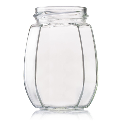 192ml Flint Glass Oval Facetted Food Jar 53mm Twist Finish - Pack