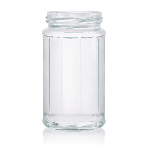 240ml Flint Glass Facetted Jar 58mm Twist Finish - Carton