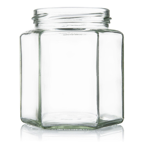 390ml Flint Glass Hex Food Jar 70mm Twist Finish - Pallet
