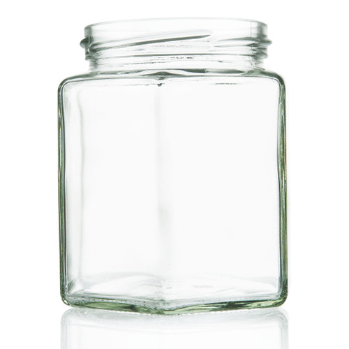 390ml Flint Glass Hex Food Jar 70mm Twist - Pack