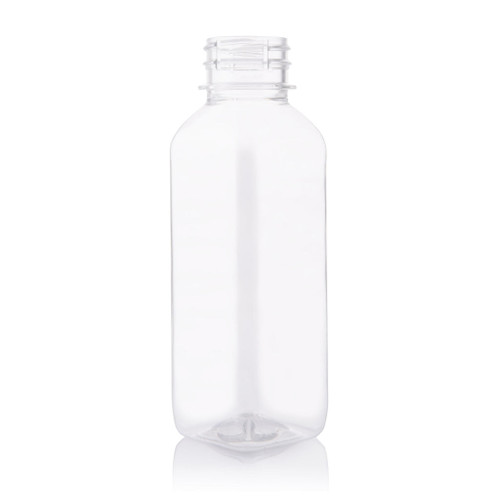 350ml Clear Plastic Square Beverage Bottle 38mm T/E Finish - Carton