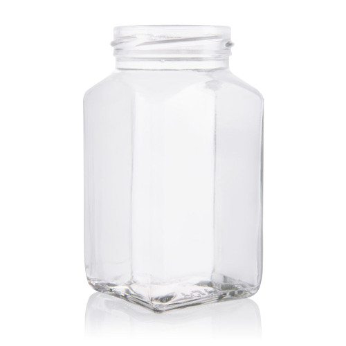 312ml Flint Glass Tall Square Jar 58mm Twist Finish - Pallet