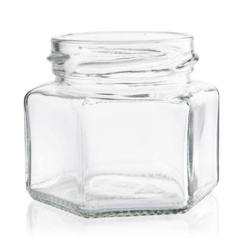 106ml Flint Glass Hex Food Jar 53mm Twist Finish - Pack