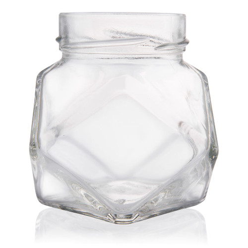 212ml Flint Glass Diamond Jar with 58mm Deep Twist Cap - Pack