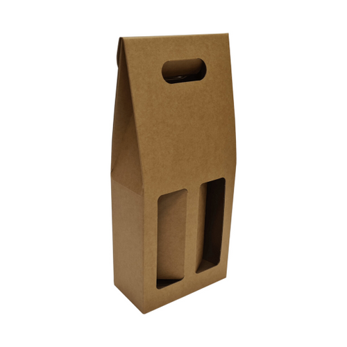 Double Bottle Brown Cardboard Premium Arrow Top Enviro Carry Pack