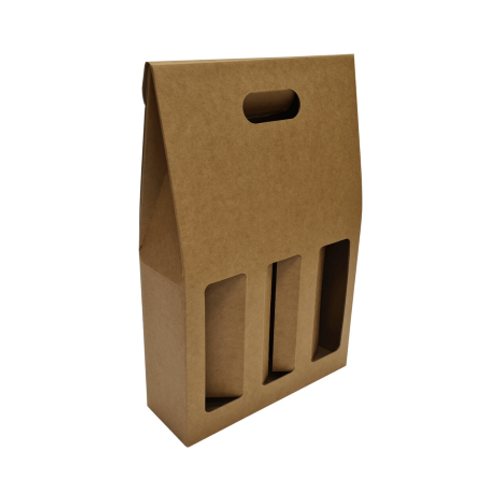 Triple Bottle Brown Cardboard Arrow Top Enviro Carry Pack