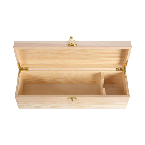 Single Bottle Pine Wood Hinged Lid Gift Box