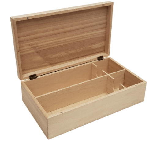 Double Bottle Paulownia Wood Hinged Gift Box - 335x185x90mm