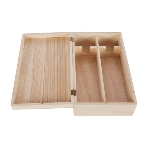 Double Bottle Paulownia Wood Hinged Gift Box - 335x185x90mm