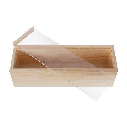 Single Bottle Pine Wood Frame Style Gift Box Perspex Lid