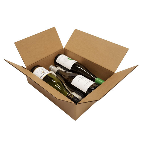 Triple Bottle Brown Cardboard Laydown Postal Carton and Liner