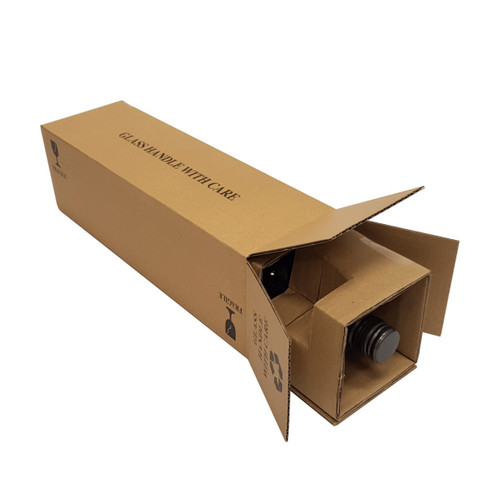 Single Bottle Brown Cardboard Postal Carton