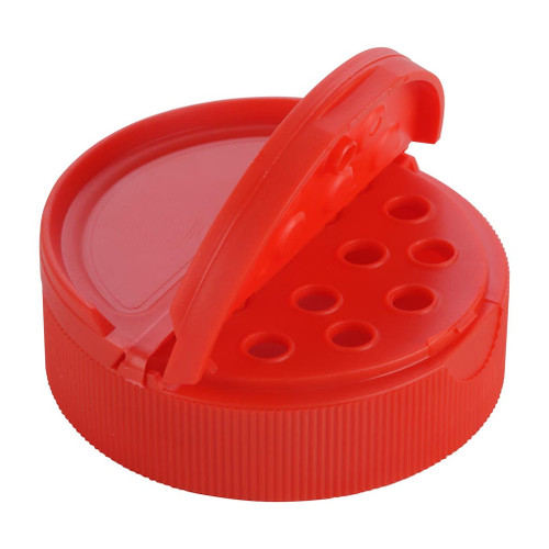 63mm Red Plastic 7-Hole Shaker Pourer Cap with Liner