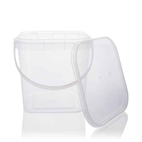 1Ltr Clear Plastic Square Pail & Lid T/E Finish