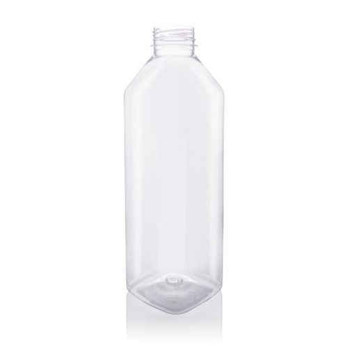 1Ltr Clear Plastic Square Bottle 38mm T/E Finish