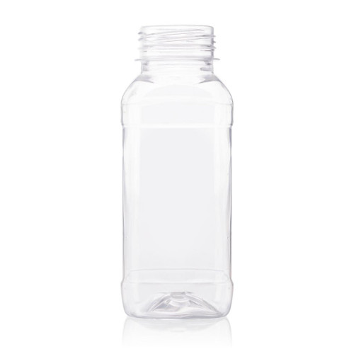 250ml Clear Plastic Square Bottle 38mm T/E Finish