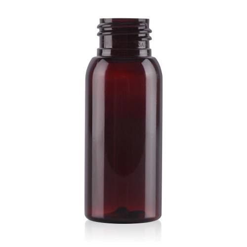 50ml Amber rPET Plastic Boston Bottle 24mm 410 Screw Finsh